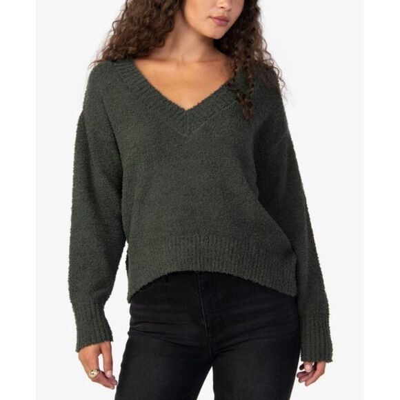Sanctuary Sweaters - Sanctuary Women's Green forest Long-Sleeve V-Neck Sweatshirt Sweater XXS